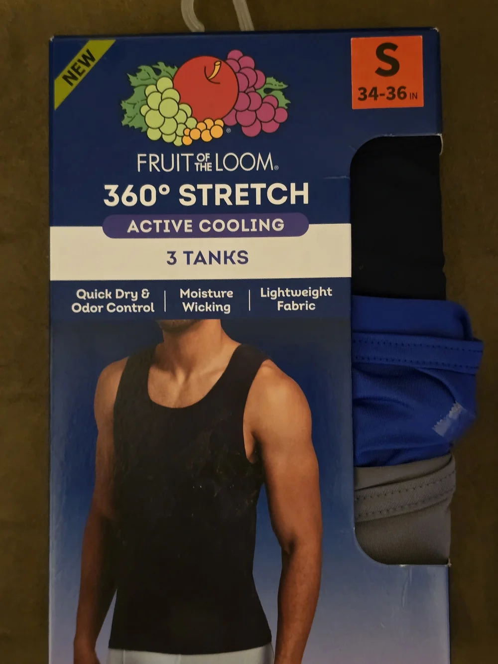 Fruit of the Loom. 3-Pack Tank Tops in Navy, Royal Blue, and Gray. Size S. NWT.